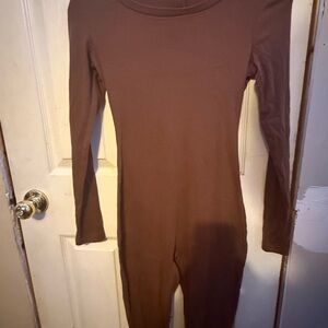 Brown Long Sleeve Jumpsuit
